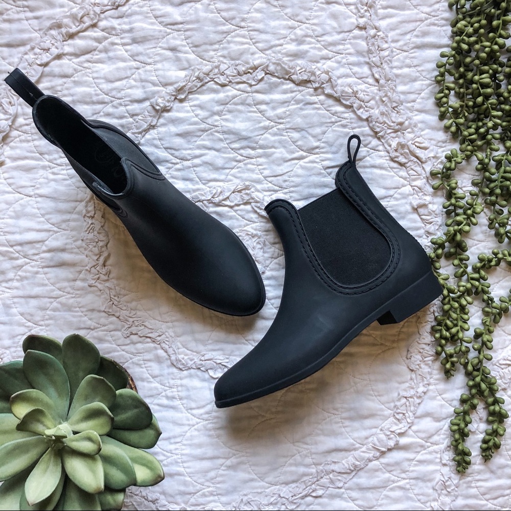 Jeffrey Campbell Black Chelsea Rain Booties